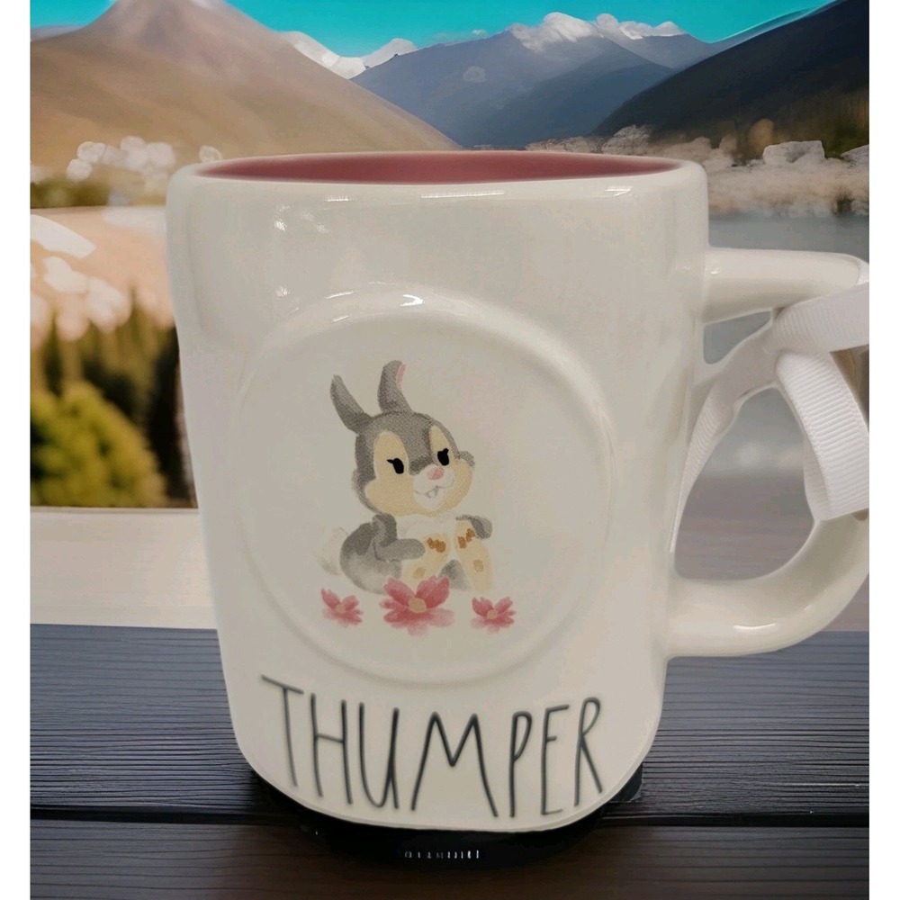 NEW Rae Dunn Disney Thumper Bunny Ceramic Mug Pink Interior